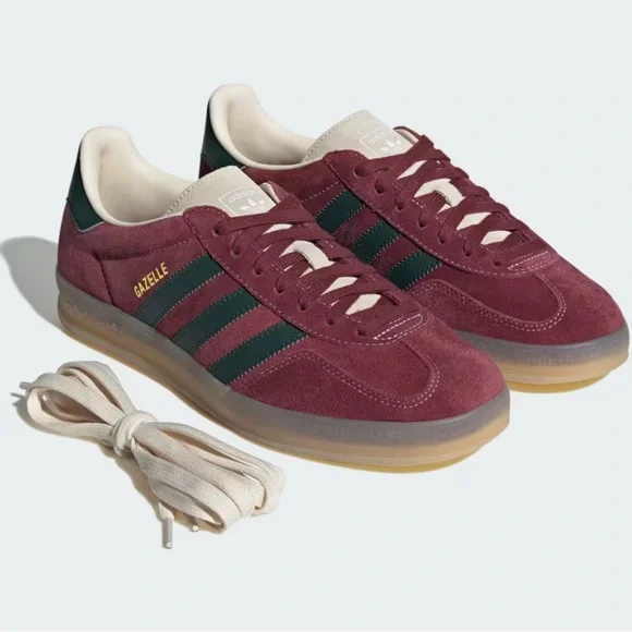 Adidas Gazelle Burgundy and Dark Green Sneakers - Picture 1 of 2